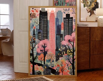 New York Art Print, Digital Download, Printable Wall Art, Eclectic Home Decor, Digital Art Download, Wall Decor