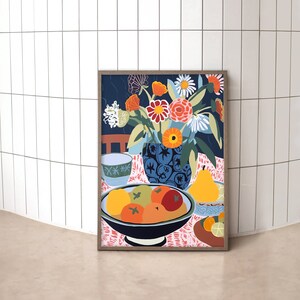 Fruit Bowl Still Life Art Print: Eclectic Kitchen Decor (Digital Download)