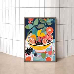 Fruit Bowl Art Print: Colorful Kitchen Wall Decor (Digital Download)