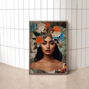 Latina Woman Collage Art Print: Eclectic Home Decor (Digital Download)