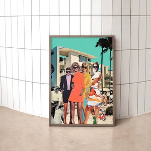 Retro Beach Collage Art Print: Eclectic Wall Decor (Digital Download)
