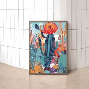Mexican Desert Cactus Art Print: Colorful Southwest Decor (Digital Download)