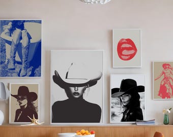 Cowgirl Art Print Set: Western Gallery Wall Decor (Digital Download)