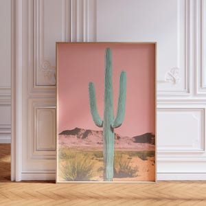 Psychedelische Wüste Saguaro Kaktus Kunstdruck, Pastell Wüste Wandkunst, Kaktus Pop Art, Saguaro Kaktus Poster, lebendiger Western, Boho Wüste