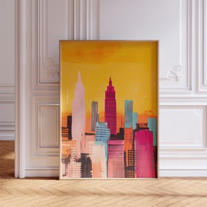 New York City Landscape Art Print, Digital Download, Printable Wall Art, Eclectic Home Decor, Digital Art Download, NYC Print, Wall Decor