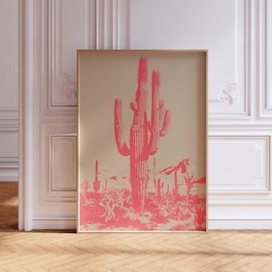 Mexikanische Wüste rosa Digitaler Download Kunstdruck, Wüste Moderne Kunst, Wüstenlandschaft, Kunst des Südwestens, Saguaro Kaktus Poster