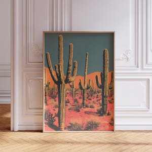 Saguaro Kaktus Digital Download Kunstdruck, Wüste Wandkunst, Western Kunstdruck, Südwesten Wandkunst, lebendige Western Print