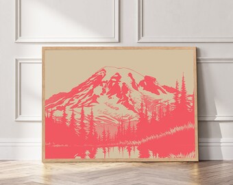 Mt. Rainier Art Print, Digital Download, Printable Wall Art, Housewarming Gift, Birthday, Digital Art Download, Wall Decor