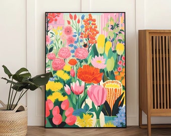 Flower Market Art Print: Colorful Floral Wall Decor (Digital Download)