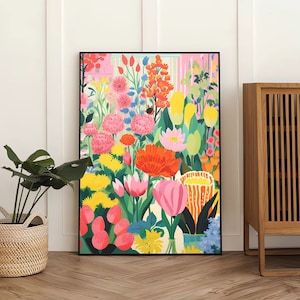 Flower Market Art Print: Colorful Floral Wall Decor (Digital Download)