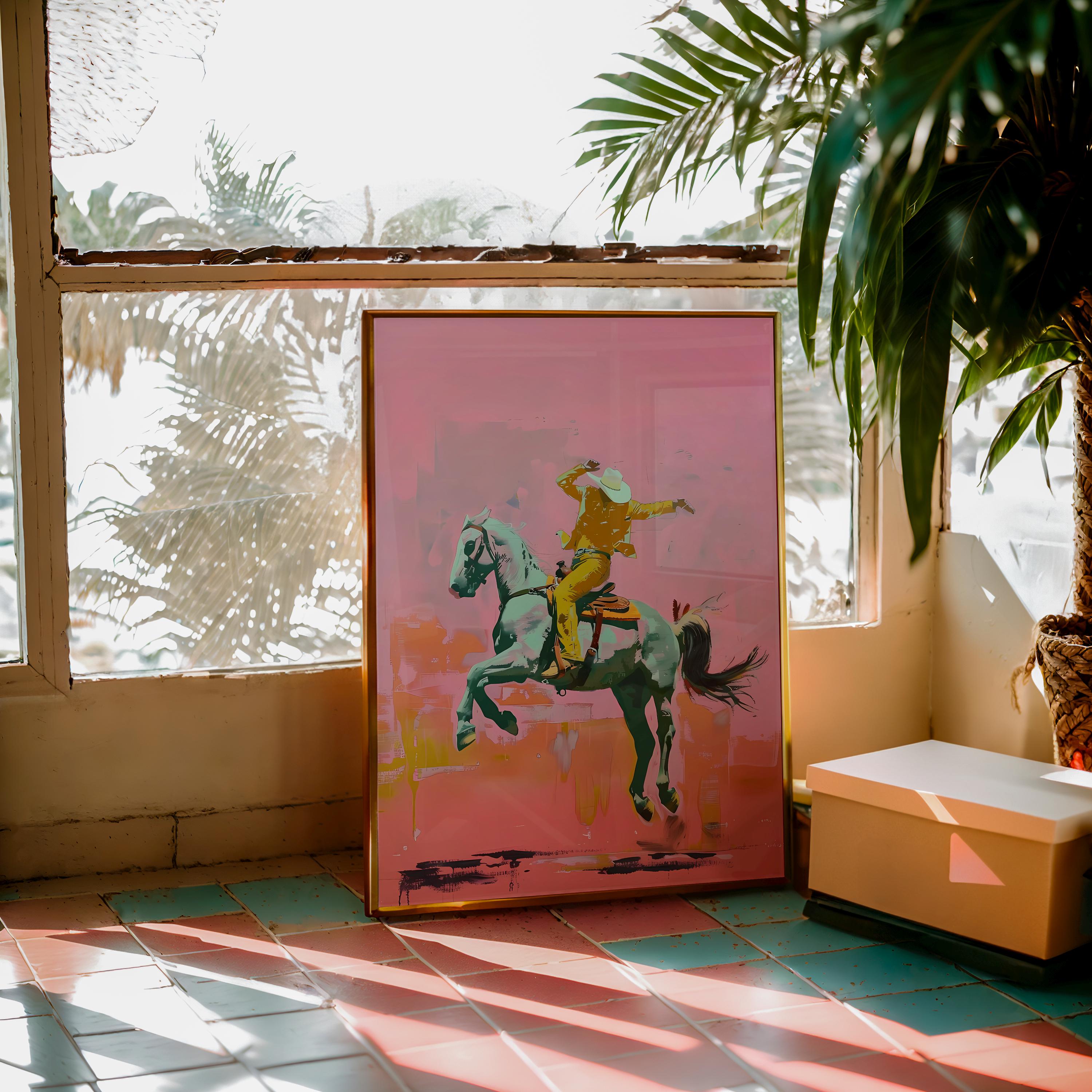 Surreal Cowboy Horse Rider Art Print: Modern Western Decor (digital ...