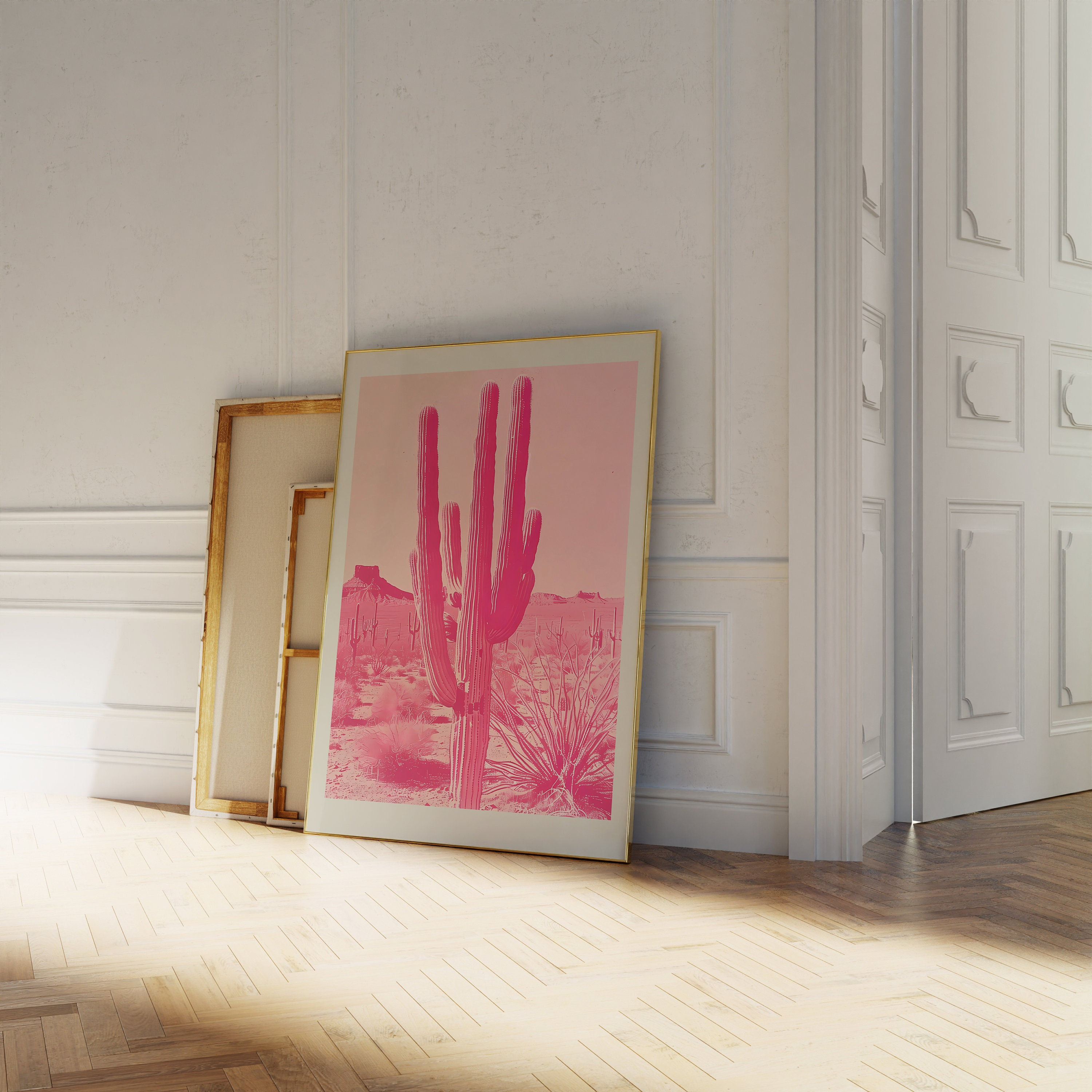 Pink Saguaro Cactus Art Print: Desert Wall Decor (digital Download Art ...
