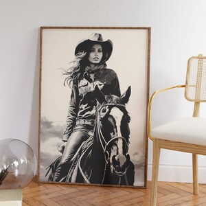 Western Cowgirl Art Print: Vintage Style Wall Decor (Digital Download)