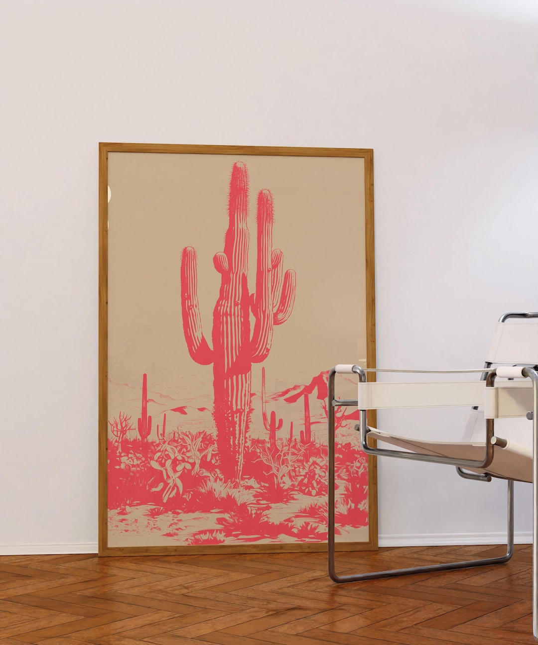 Pink Saguaro Cactus Art Print: Retro Southwest Desert Wall Decor ...