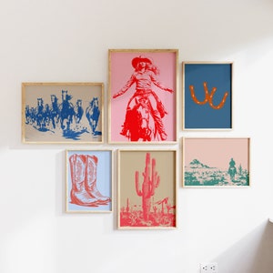 Western Gallery Wall Art Set: Cowgirl, Cowboy Prints (Digital Download)