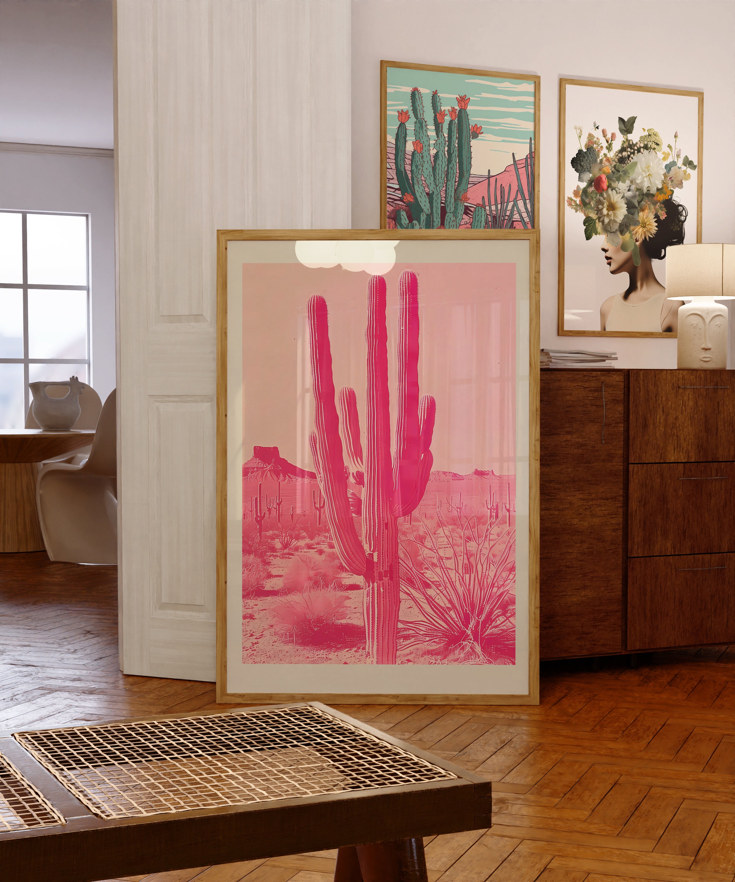 Pink Saguaro Cactus Art Print: Desert Wall Decor (digital Download Art ...