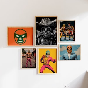 Lucha Libre Gallery Art Print Set: Mexican Wrestler Decor (Digital Download)