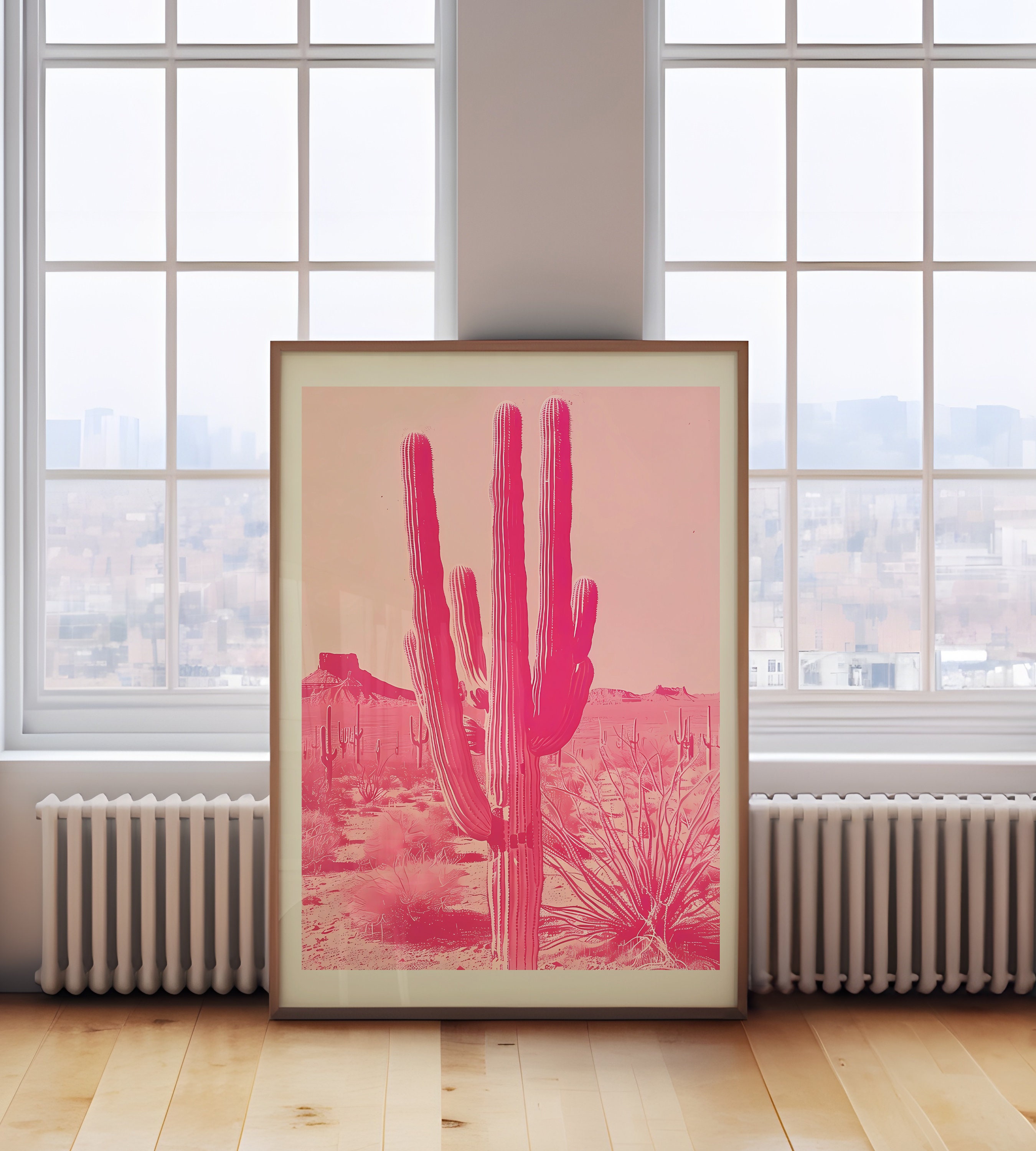 Pink Saguaro Cactus Art Print: Desert Wall Decor (digital Download Art ...