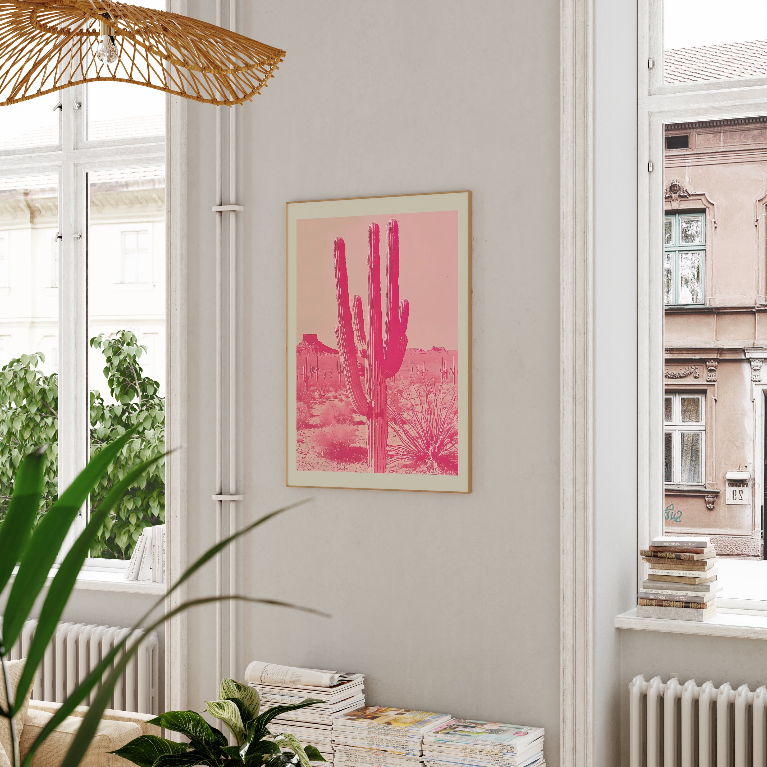 Pink Saguaro Cactus Art Print: Desert Wall Decor (digital Download Art ...