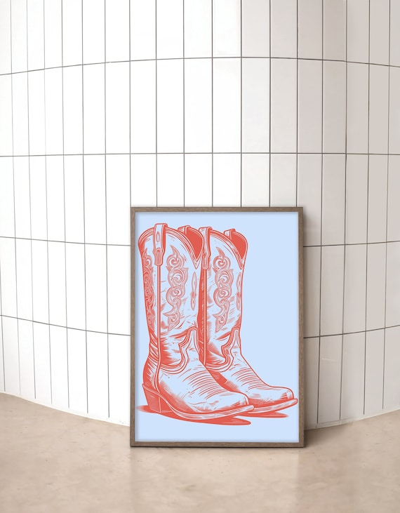 Western Cowboy Boots Art Print: Vintage Style Wall Decor (Digital Download)