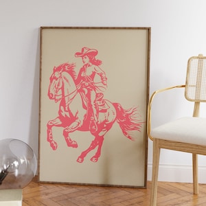 Lámina de vaquera retro: decoración del hogar del oeste (descarga digital)