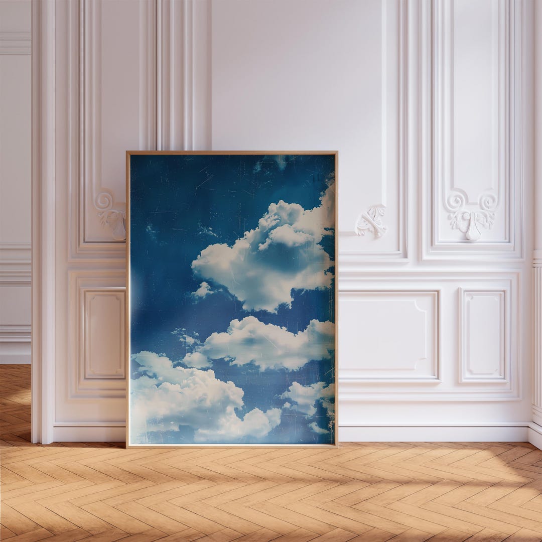 Vintage Bluest Sky Clouds Art Print, Digital Download, Printable Wall ...