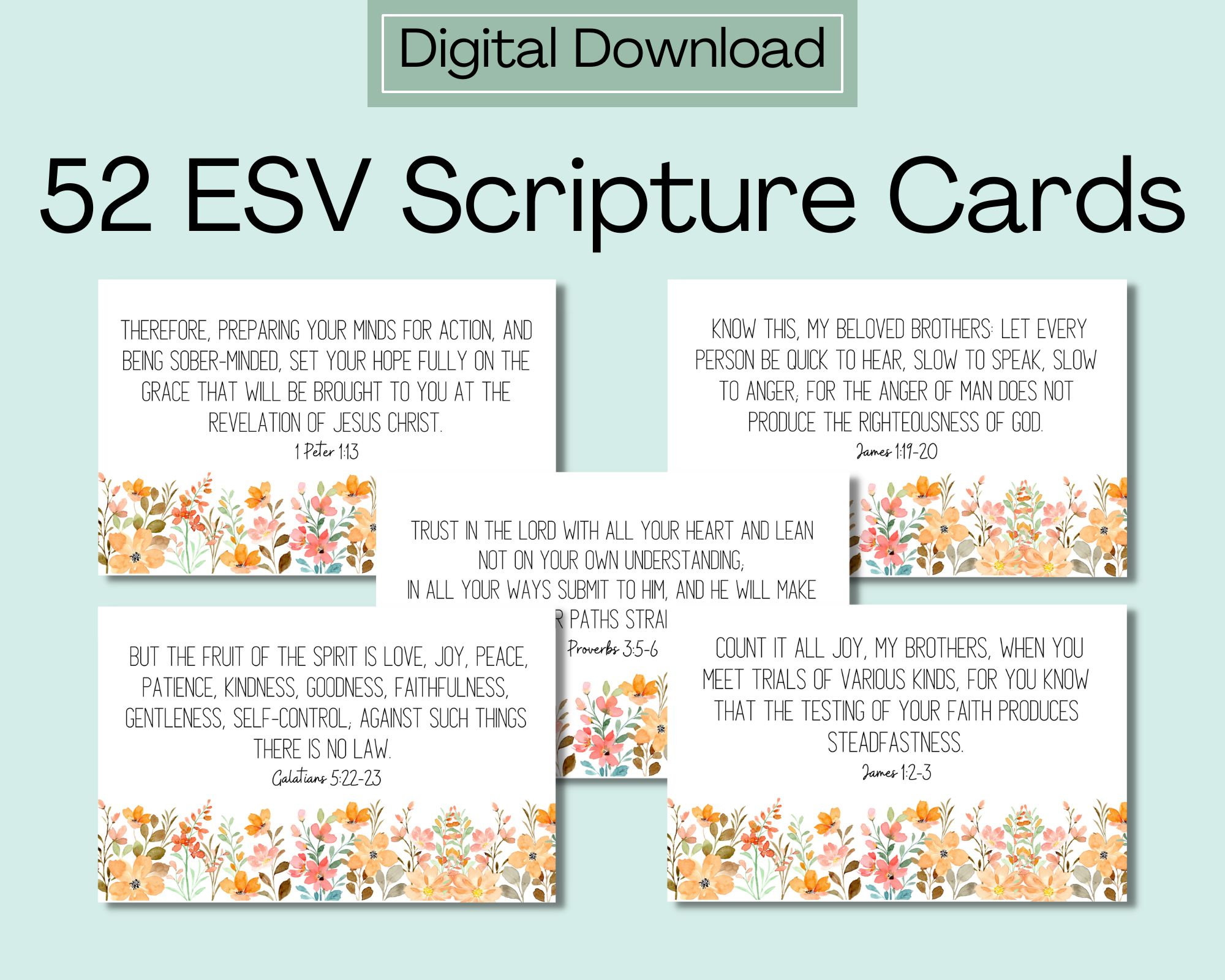ESV Scripture Cards - 5.5x8.5 Printable Memory Verse Cards - Etsy