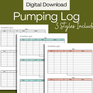 Pumping Log - Printable Pumping Log to Track Daily Ounces
