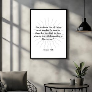 Romans 8:28 Scripture Digital Download | Bible Verse Wall Art Print | Christian Home Decor | Inspirational Quote Poster