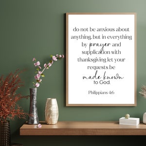 Philippians 4:6  , Bible Verse Art, Scripture Printable, Scripture Wall Art, Christian Wall Art, Bible Printable, Christian Print.