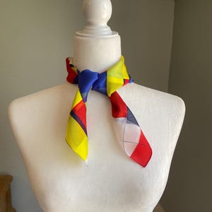 Vintage Color Block Square Scarf: Geometric 1970s Italian Accessory
