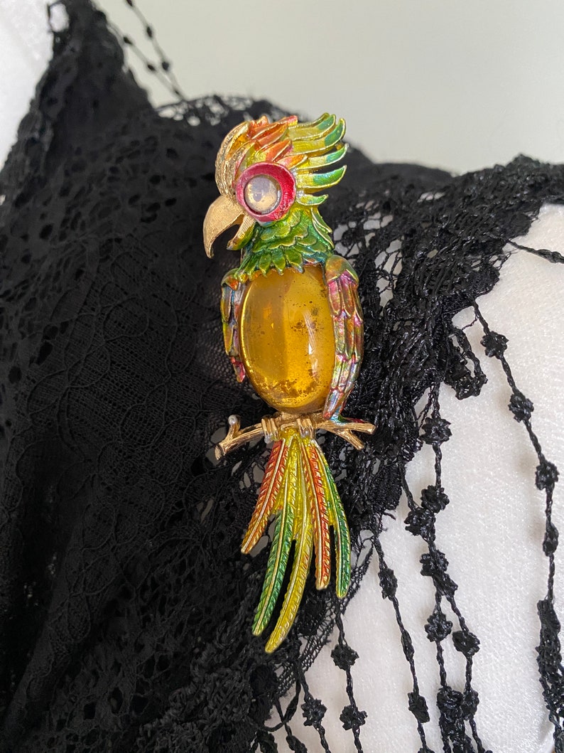 Broche Vintage Unique – Motif Perroquet – Sans Marque – Occasion
