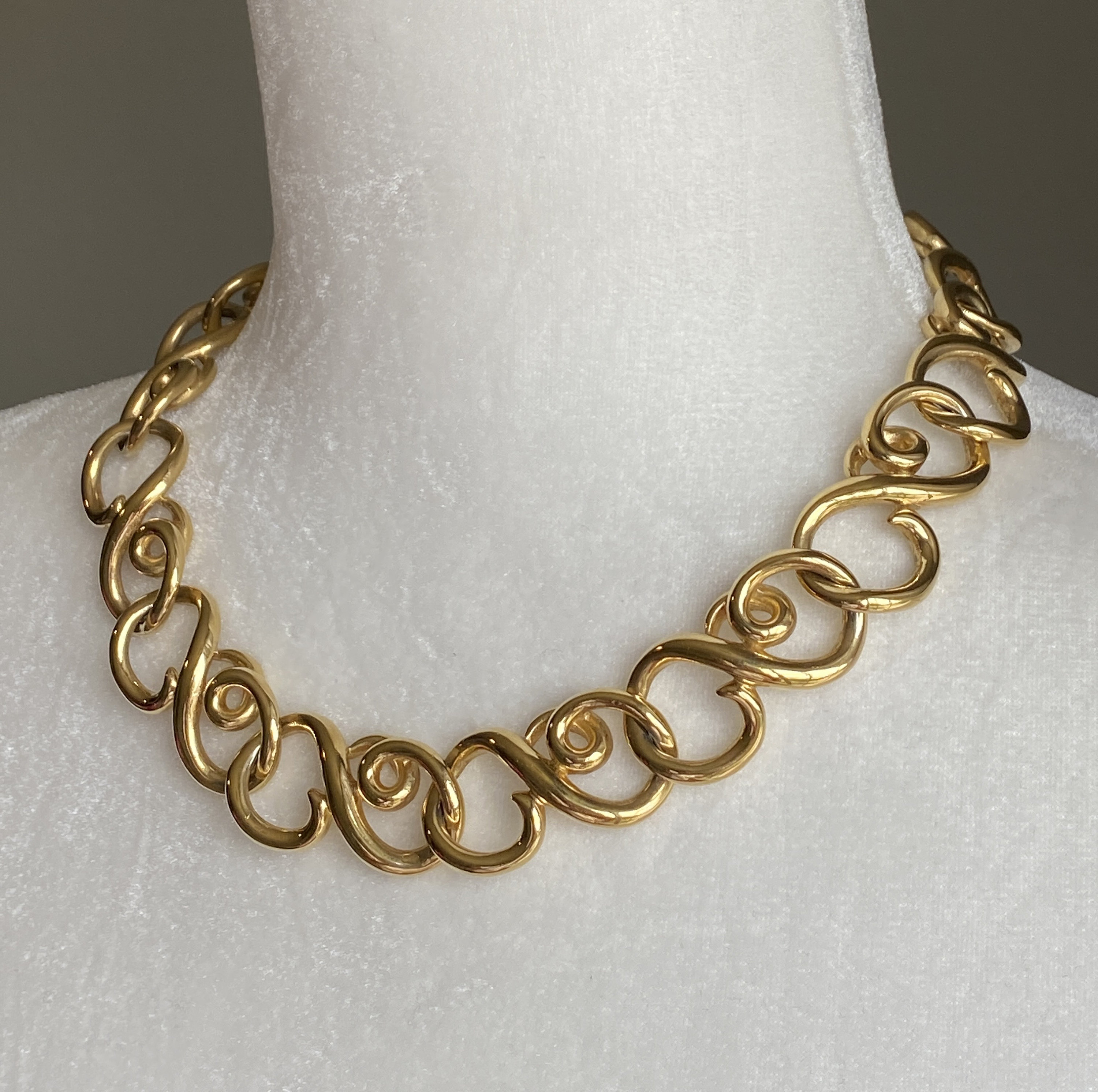 Vintage GIVENCHY Signed Scroll Link Gold Plated Choker