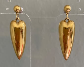 Vintage Sarah Coventry goudkleurige hart hangoorbellen