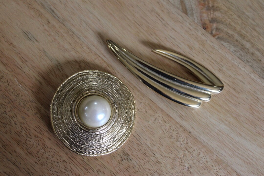 Broche Vintage Signée Elisabeth Riveiro, Style Abstraction Moderniste, Métal Argenté - Très Bon état