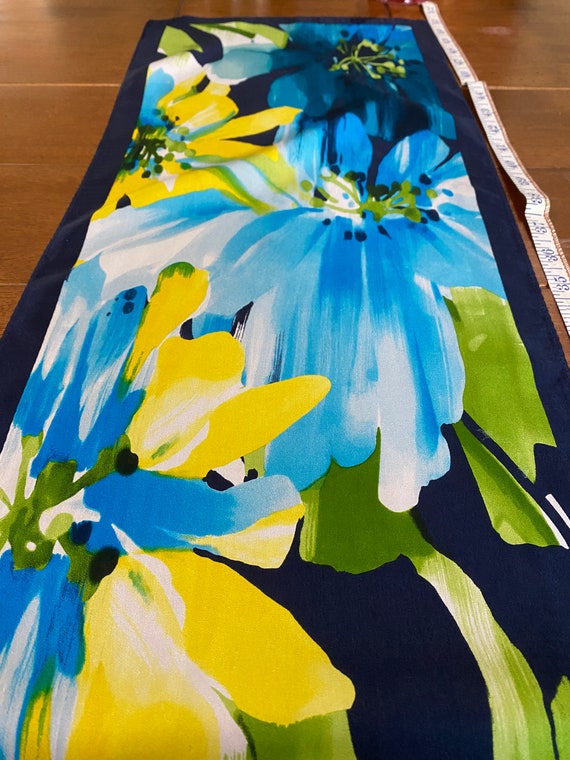 Adrienne Landau Studio silk scarf floral blues ye… - image 8