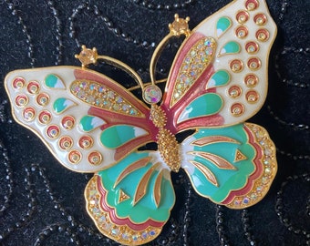 Kenneth Jay Lane Enameled Butterfly Brooch big bold eclectic fun KJL style