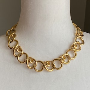Vintage GIVENCHY signed scroll link gold plated choker necklace elegant sophisticated chic style