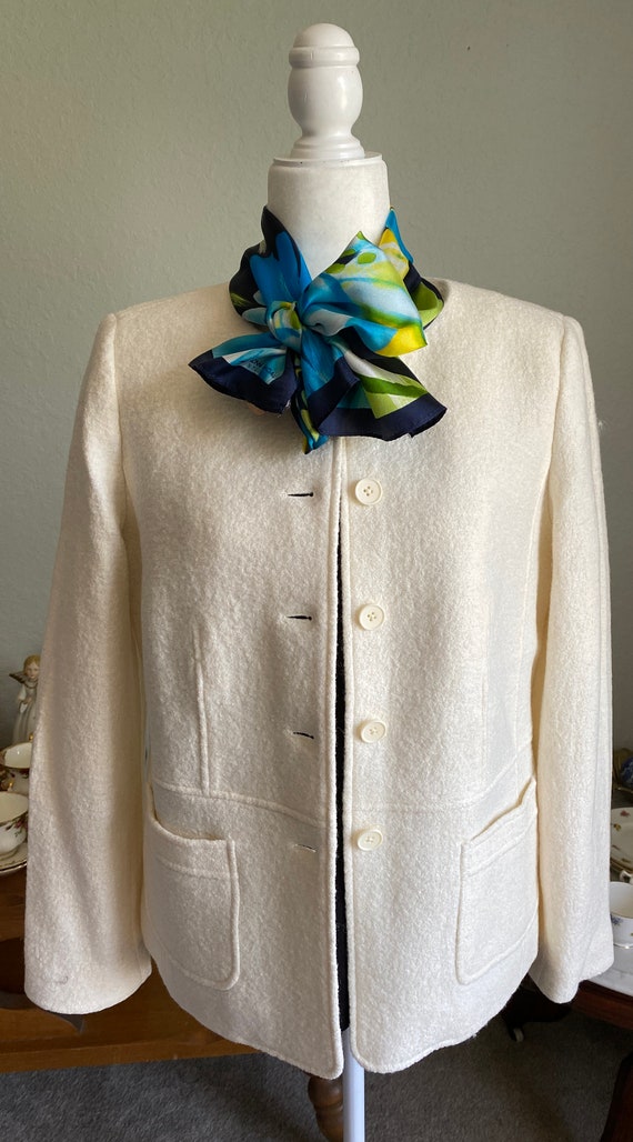 Adrienne Landau Studio silk scarf floral blues ye… - image 4