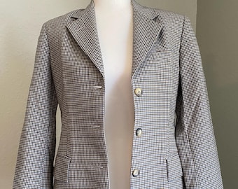 Eredi Pisano-blazer: Italiaanse luxe bruinblauwe plaid, maat Small