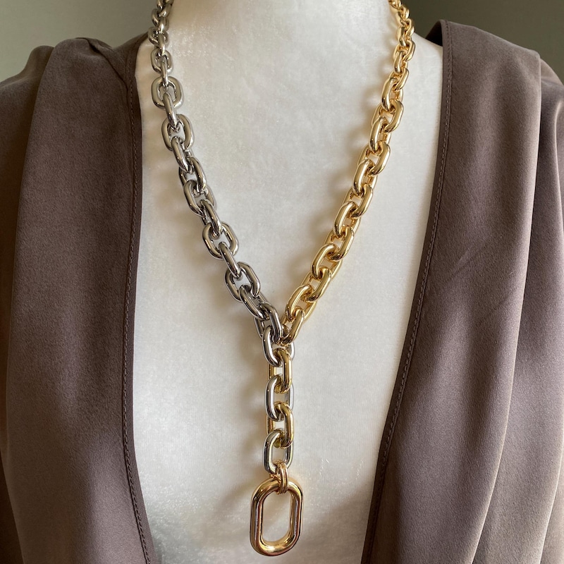 Mixed Metal Statement Chain Necklace