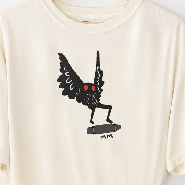 Mothman Cryptid Shirt Comfort Colors Funny T-shirt Tshirt Tee T Tees Meme Unisex Men Women Ladies Adult Moth Man Bigfoot Alien Skateboarding