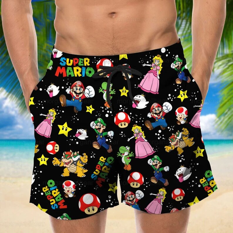 Super Mario Hawaiian Shirt Super Mario Beach Shirt Hawaiian - Etsy