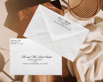 Elegancki adres na kopercie, Eleganckie adresowanie, Elegancki szablon adresu na kopercie ślubnej, Elegancki ślub, Edytowalny szablon Canva