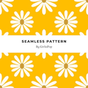 Yellow Daisy Seamless Pattern Retro Floral Digital Paper for Fabric & Wallpaper