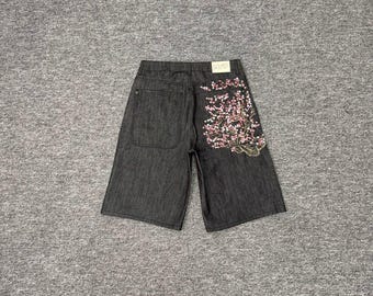 Derschutze Jorts Vintage Style Classy Trend Embroidered Y2K Summer Men Women Japan Streetwear Grunge Oversize Baggy