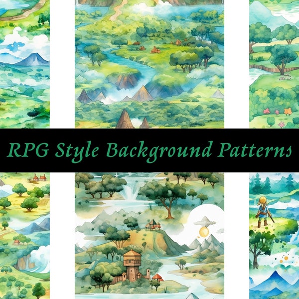 6 Zelda Inspired Seamless Digital Background Patterns, Scrapbook Paper, Commercial Use Digital Paper, JPG