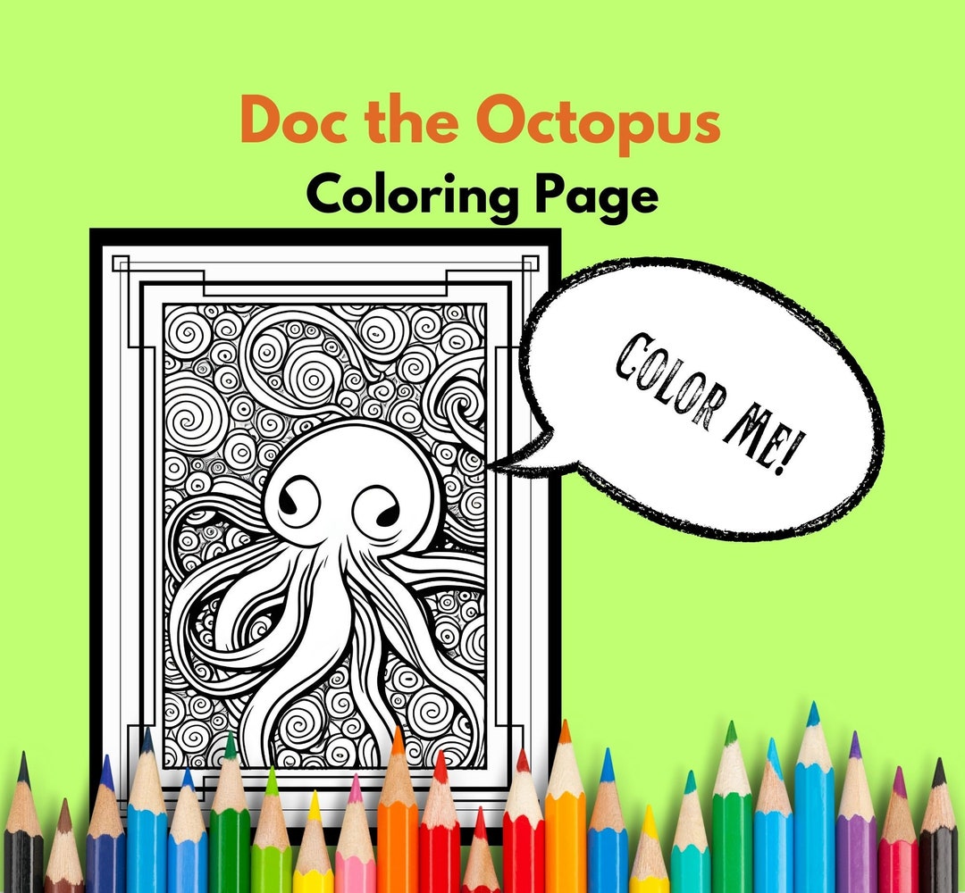 Doc the Octopus Coloring Page, Printable Adult Coloring Page - Etsy
