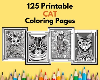 125 Printable Cat Coloring Pages Digital Download