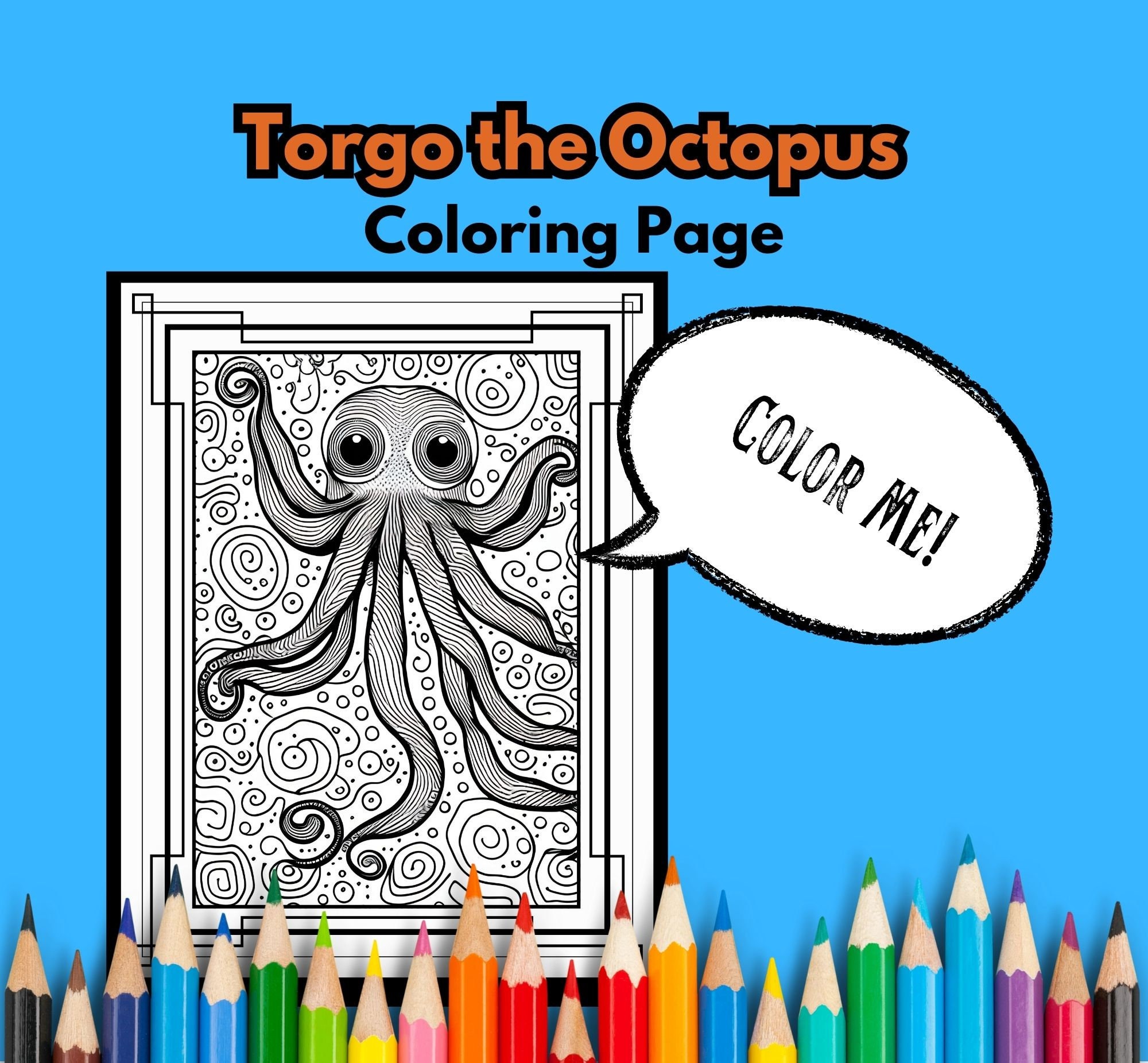 Octopus Garden Coloring Page Instant Download Be the Artist 